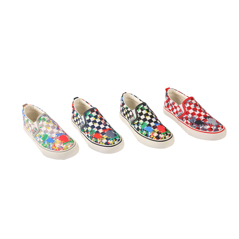 Tie Dye Design Canvas Grid Checkerboard Lady Shoes Men Women Low Top Canvas Vulcanized Shoes