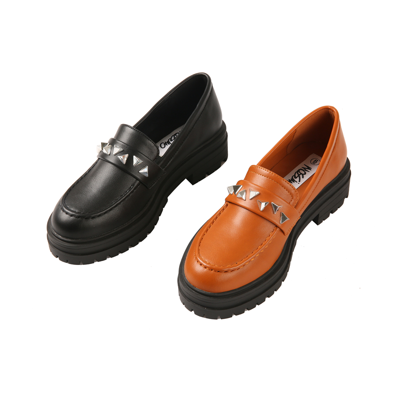 Comfortable Soft Doll Shoes For Women Flat With Silver Triangle Decoration Women Pu Flats Shoes