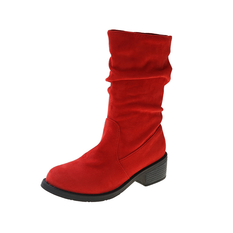 Autumn And Winter New Girls Warm Boot Large Size Low Heel Round Head Women's Middle Boots