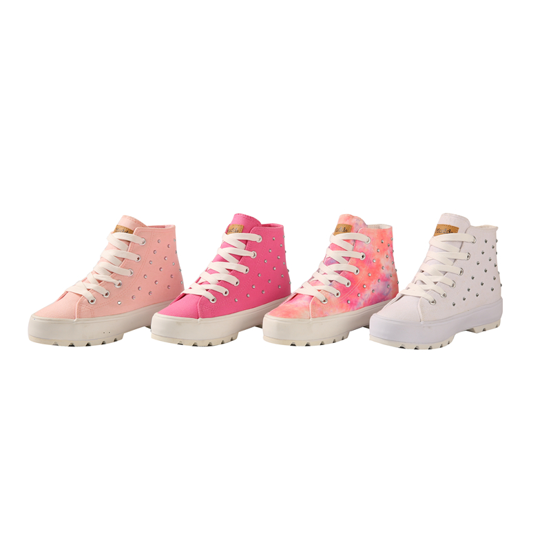 Canvas Trendy Shoes Pink Toddler Trainer Walking Non Slip Sole High Top Canvas Shoe