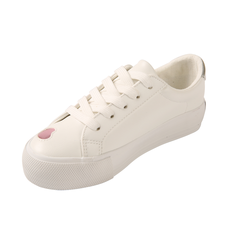 Comfortable Round Toe Men Women Vulcanized Flat Shoes Heart Pattern Lace Up Fashion Shoes