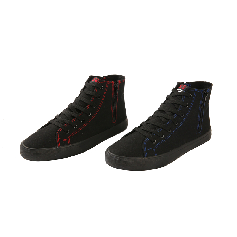 Zipper Design Men Women Vulcanized Shoes Embroidery High Top Lace Up Casual Girls Canvas Shoes