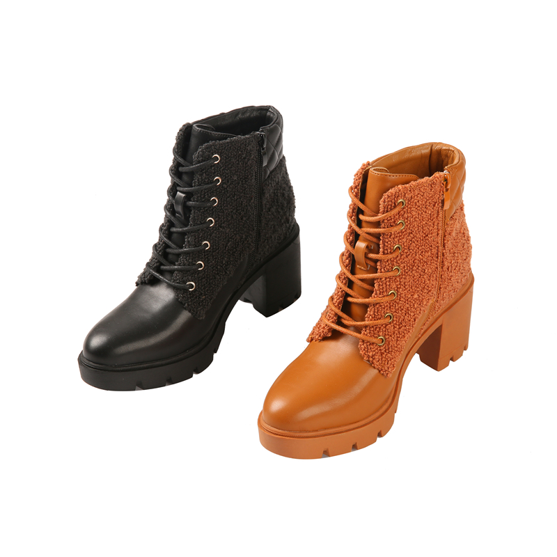 Fashion Boots Women Shoes Heel Winter Anti-slip Round Toe Lace-up Women Shoes Boots