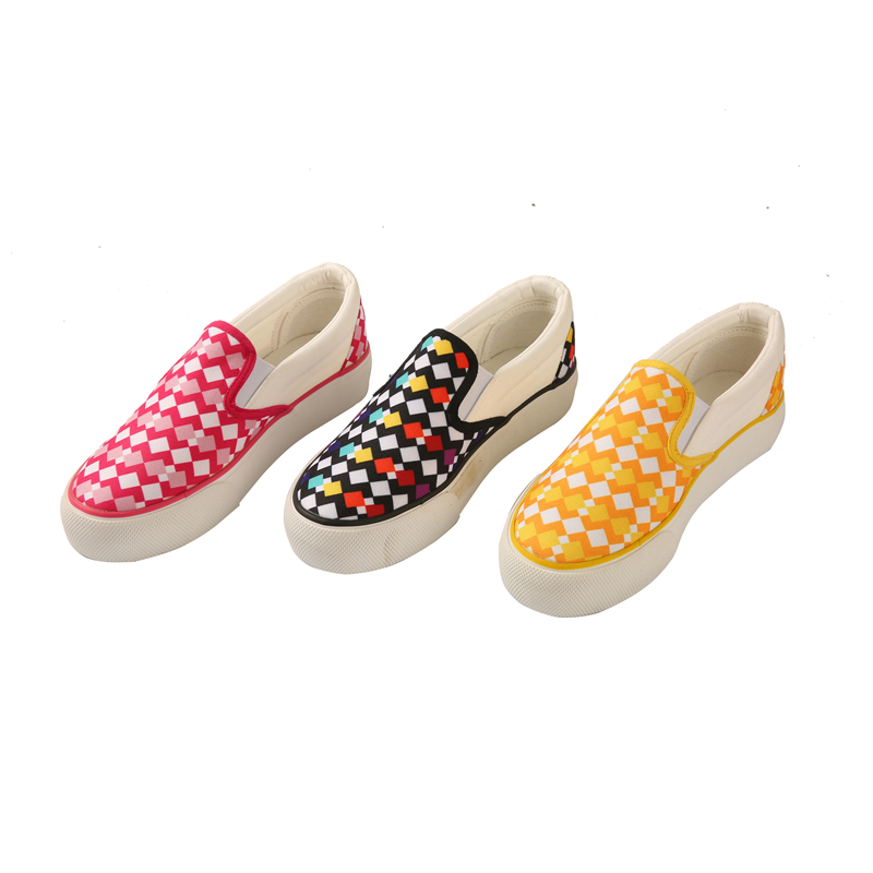 Multiple Colors Canvas Grid Checkerboard Lady Shoes Round Toe Men Casual Low Top Canvas Shoes