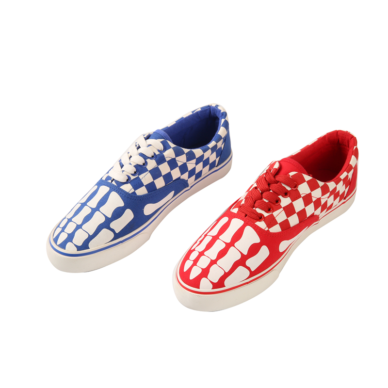 Creative Design Men Lace Up  Low Top Canvas Shoes Canvas Grid Checkerboard Lady Shoes