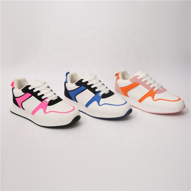 Walking Style Breathable Fly Mesh Knit Shoes Fashion Lace Up Women Cheap Walking Running Sneaker Shoes