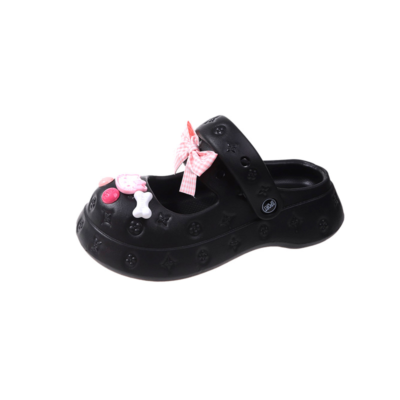 2023 New Girls Summer Wear Indoor Beach Slippers Fashion Cute Pearl Bow Buckle Slippers
