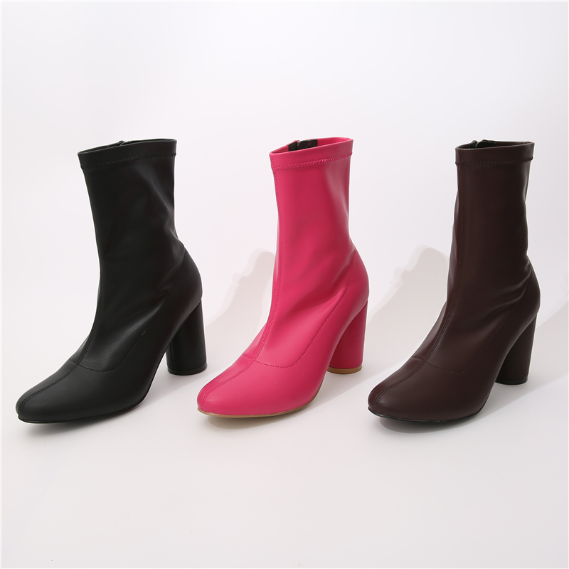 Fashionable Unique Design Solid Color Womens Boots Side Zipper Ankle Boot for Women