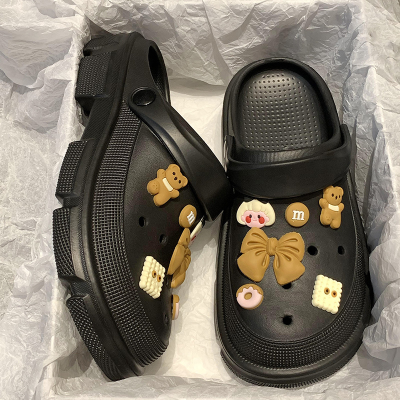 Summer Eva Beach Slippers Cream Candy Bear Bow Accessories Detachable Women Multicolor Sandals Garden Shoes