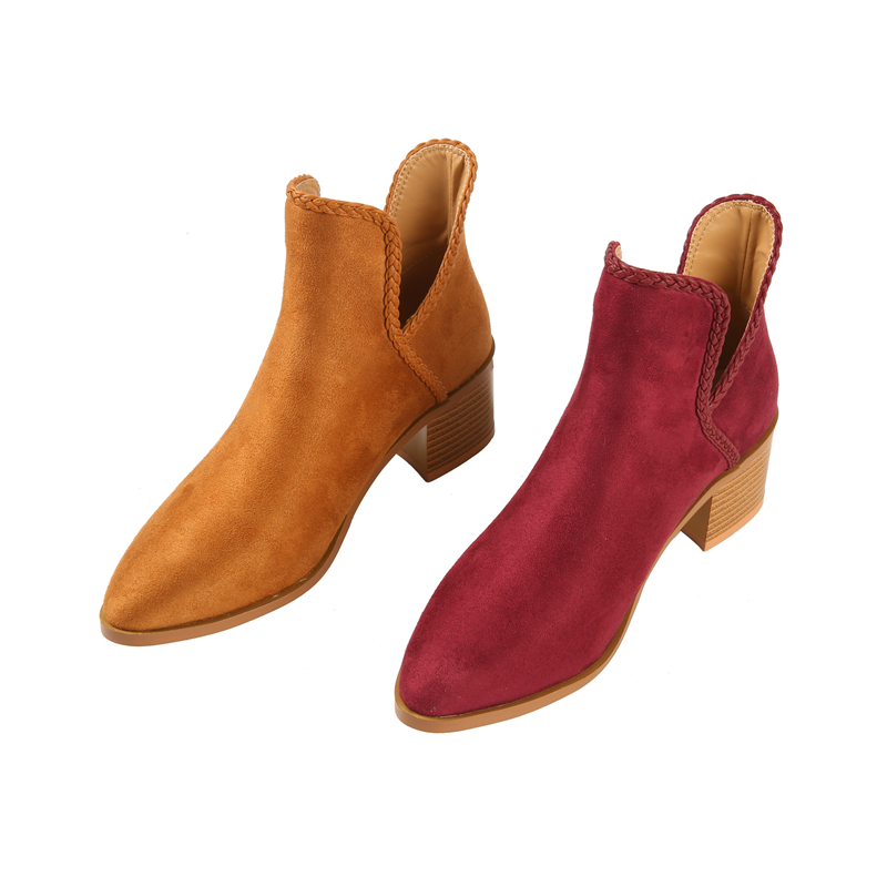 Comfortable Low Heel Boots Women Fashion Personality Solid Color Women Ankle Boots Winter