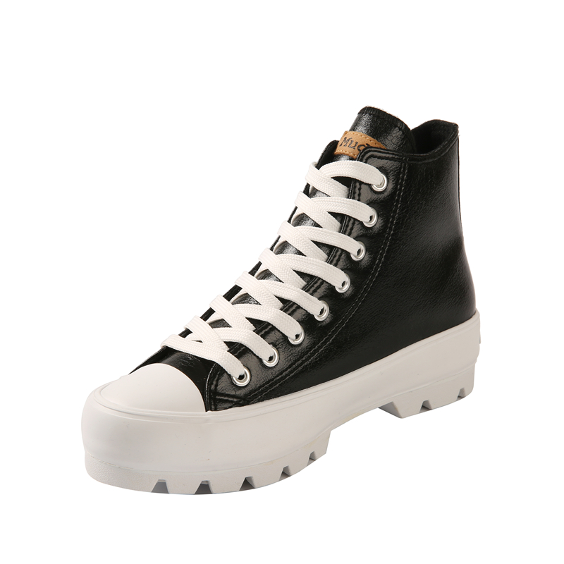 Wholesale Children Walking Shoes Men Round Toe Canvas Leather High Top Vulcanize Shoes