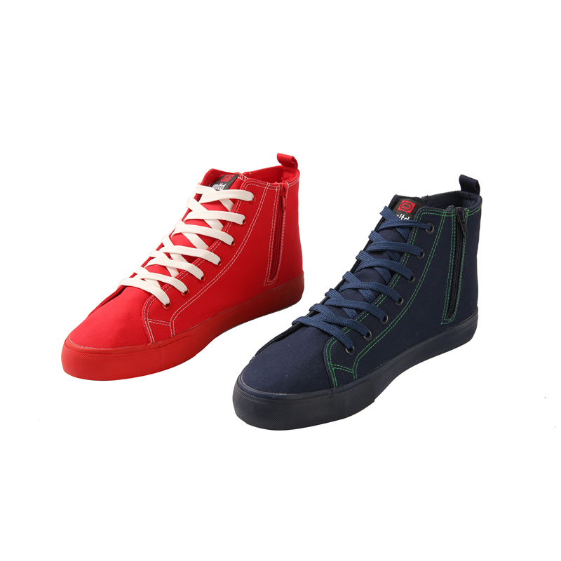 Men Women Vulcanized Shoes Zipper Design High Top Lace Up Casual Girls Canvas Shoes