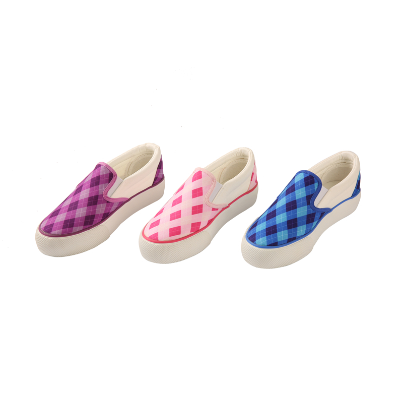 Canvas Grid Checkerboard Lady Shoes Round Toe Mens Multicolor Low Top Canvas Shoes
