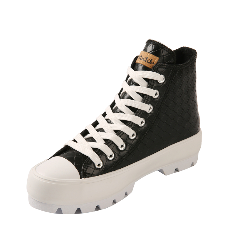 Casual Canvas Vulcanized Shoe White Black Sneakers High Top Leather Canvas Shoes For Mens
