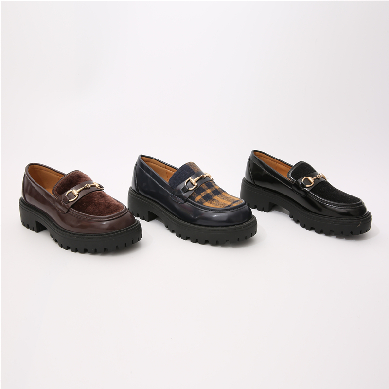 Retro Style Loafers Shoes Casual Customizable Size Black Leather Kids Loafers Shoes