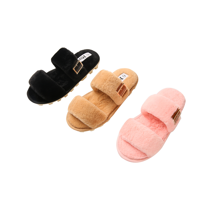 High Quality House Bedroom Indoor Comfortable New Style Fur White Slippers For Women