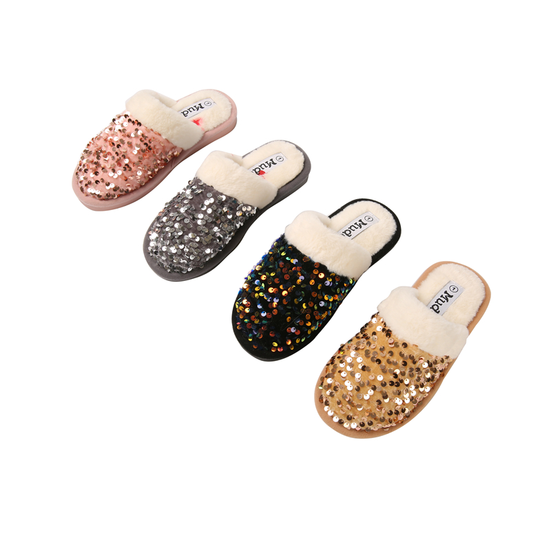 Indoor Comfortable Soft Shoes With Sequin Fashion Cute Anti-slip Slippers Shoes For Women