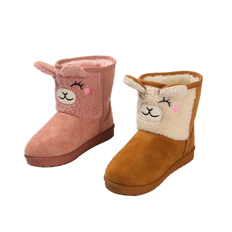 Kids Anti-slip Ankle Boots Kids Soft Cute Cartoon Stuffed Animal Bear Winter Snow Boots For Girls