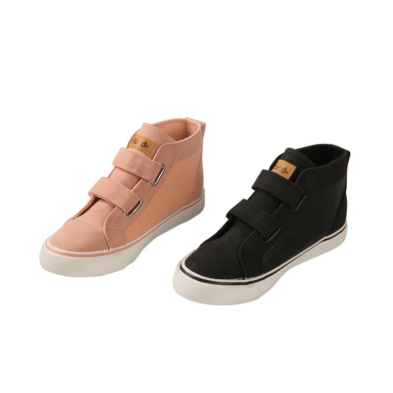 Kids Sneaker Unisex Adhesive Opening Black Sport Baby Breathable High Top Canvas Shoes